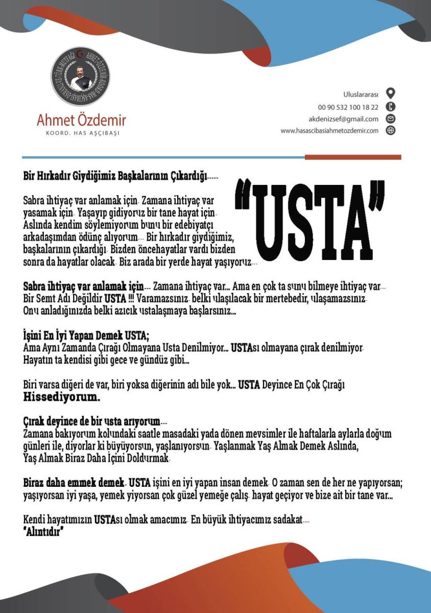Aşçılık Mesleğinde Türk Mutfağı Tanıtım Sloganlarım-gastronomi-danışmanlığı