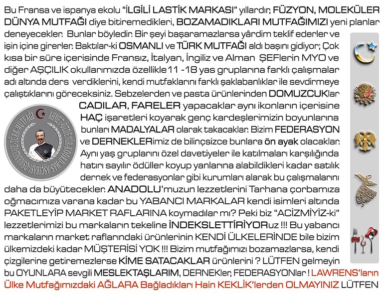 Aşçılık Mesleğinde Türk Mutfağı Tanıtım Sloganlarım-gastronomi-danışmanlığı
