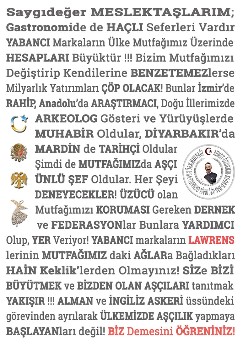 Aşçılık Mesleğinde Türk Mutfağı Tanıtım Sloganlarım-gastronomi-danışmanlığı
