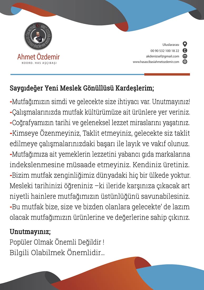 Aşçılık Mesleğinde Türk Mutfağı Tanıtım Sloganlarım